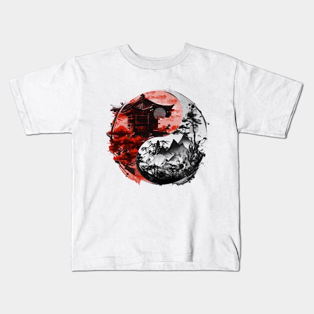 Yin e yang Temple and Nature Kids T-Shirt by Fan.Fabio_TEE